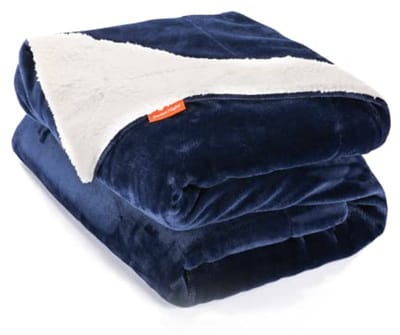 Dubbelzijdige microvezel knuffeldeken - Superzacht en warm, 230 x 270 cm, donkerblauw