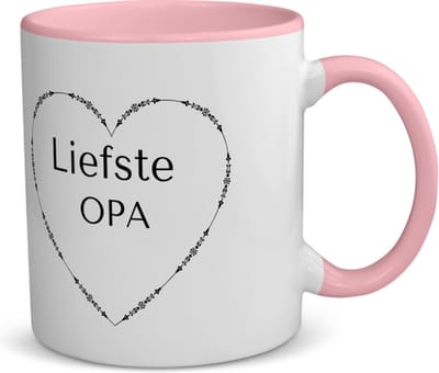 Akyol - liefste opa koffiemok - theemok - roze - Opa - de liefste opa - verjaardag - cadeautje voor opa - opa artikelen - kado - geschenk - 350 ML inhoud
