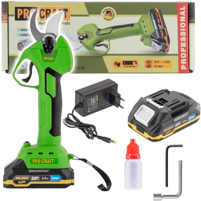 Procraft ES25Li accu-takkenschaar 20 V 25 mm + 1x accu 2,0 Ah + oplader