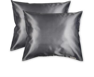Beauty Pillow® - Satijnen Kussenslopen - Voordeelset - Duo Pack - 60x70 cm - Antraciet
