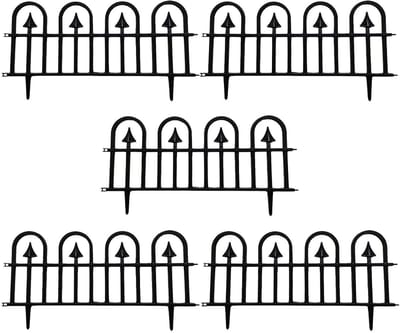 Decoratieve hekrand - Tuinranden set - Tuin opdelen - Weerbestendig PP materiaal - 5 stuks - Zwart