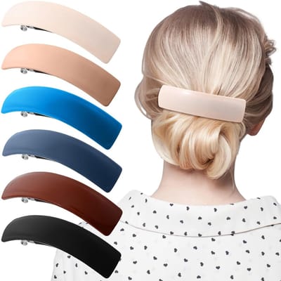 Haarspeld - 6 Stuks - Haar Accessoire - Haarclip - Groot - Gebogen Platte Clips - Platte Klauwclip voor Vrouwen - Sterke Grip - Geschikt Voor Dik en Dun Haar - Klassieke Retro - Geschikt Voor Vrouwen - Serie effen kleuren