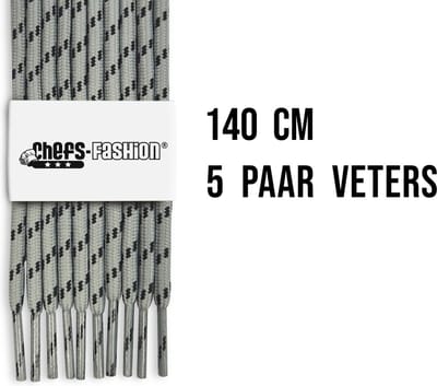 Chefs Fashion - Werk/Wandelschoen - Veters - Grijs/Zwart - 140cm lang - 4mm dik - 5 paar