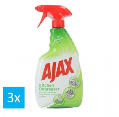 Ajax Kitchen Degreaser Spray – 3 x 750 ml | Powerful Grease Remover for a Shiny & Fresh Kitchen