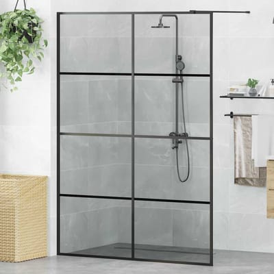 vidaXL - Inloopdouchewand - Zwart - 140 - x - 195 - cm - gehard - glas