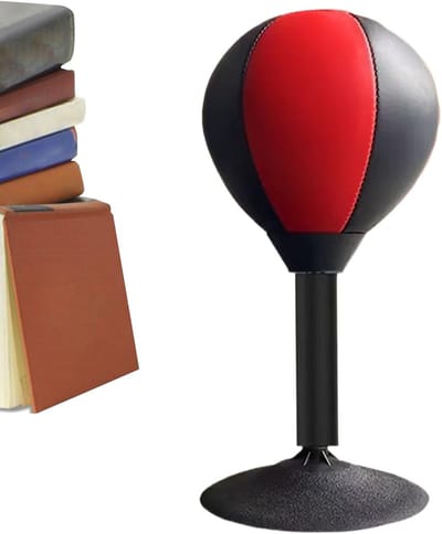 Tafel bokszak - Bokspaal - Stress verlichten - Sterke zuignap - 17.7 x 40.1 cm - Zwart Rood