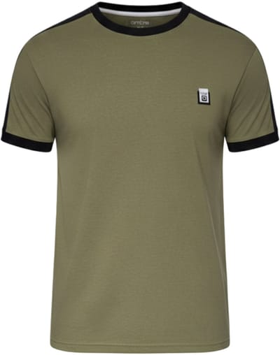 OMBRE T-shirt - Regular Fit - Katoen - Korte Mouw Olijfgroen S