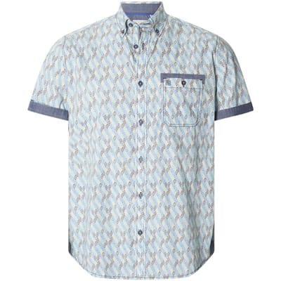 Babista herren Overhemd Met Korte Mouwen - 39/40 - blauw - Plus Size