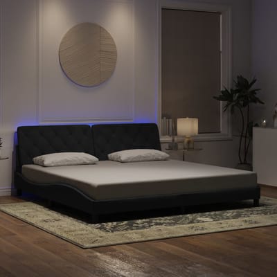 vidaXL - Bedframe - met - LED - zonder - matras - fluweel - zwart - 200x200 - cm