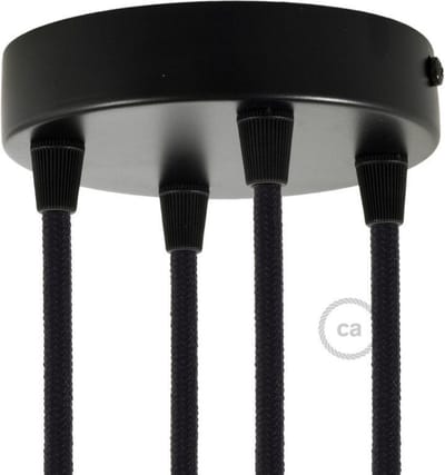 Metalen plafondkap geschikt voor 4 lampen Ø12cm - zwart