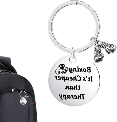 Men's Box Keychain Key Chain Inspirational Metal Keychain with Boxing Gloves Inspirational Keychain for Boxing Fans