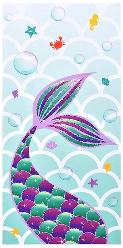 Dailygoods- Strandhanddoek 3D Zeemeermin - Microvezel Polyester - Sneldrogend - Lichtgewicht - 75 x 150 cm - Geschikt voor Camping/Yoga - Handdoek