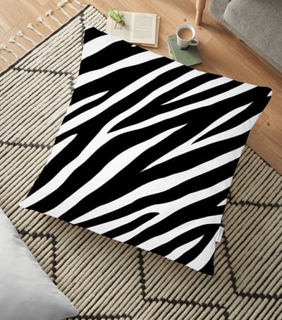 Kussensloop - kussenhoes - Sierkussenhoes - hoes voor vloerkussen 70x70cm - Wit - Zwart zebra patroon - Kussenhoesje - Vloerkussen