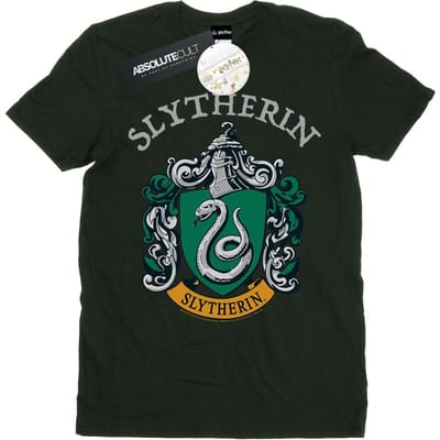 Harry Potter Dames/Dames Slytherin Crest Katoenen Vriendje T-shirt (Bosgroen)