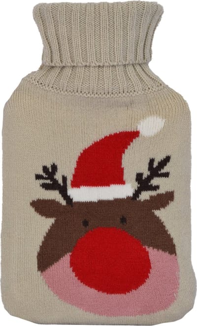 Luxe Warmwaterkruik met Zachte Lichtgrijze Hoes | 850ml, Langdurige Warmte | Ideaal Kerstcadeau voor Dames