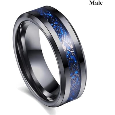 Bedel Partnerring Heren RVS Keltische Draak Ring Blauwe Zirkoon Dames Ringsets Valentijnsdag Trouwring Sieraden 12 black