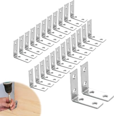 Hoekverbinders 40x40x15mm - 25 stuks RVS met corrosiebescherming
