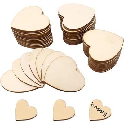 3-100 Stuks Natuurlijke Onbewerkte Houten Hartjes Lege Houtschijfjes 1cm-10cm Knutselwerk Houten Cirkelschijven voor Kerst Decoratie beige