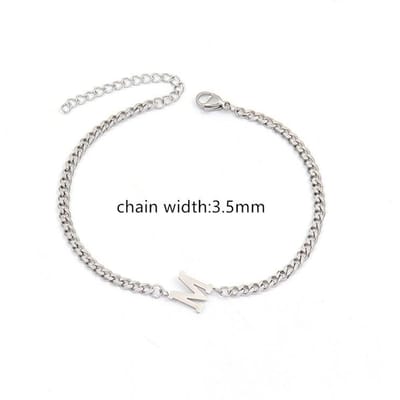Nieuwe Klassieke AZ Beginletter Armband Mannen Handgemaakte roestvrijstalen ketting Armband Voor Mannen Sieraden Cadeau V white