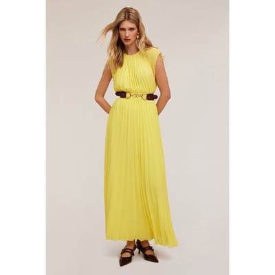 Motivi Pleated Long Dress Yellow Size: 32 | Maxi Dresses Outlet | Dames | Geel