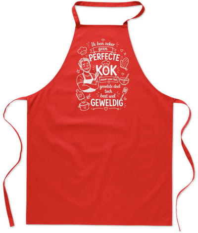 Basics - Unisex Schort - kookschort - keukenschort - BBQ schort - 65 x 90 cm - 100% katoen - geen perfecte kok - man - rood