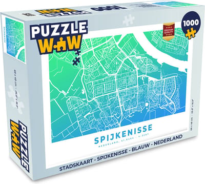 Puzzel Stadskaart - Spijkenisse - Blauw - Nederland - Legpuzzel - Puzzel 1000 stukjes volwassenen - Plattegrond