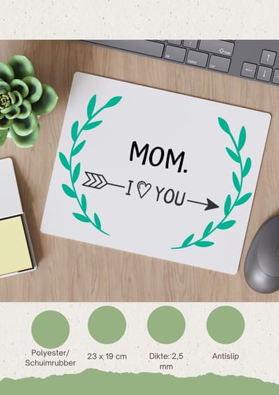 Akyol - mom i love you Muismat - Mama - de liefste moeder - moeder cadeautjes - moederdag - verjaardag - geschenk - kado - 23 bij 19 cm