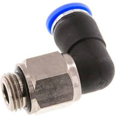 8mm & G1/4'' L-stuk Draaidoorvoer Insteek Buitendraad Vernikkeld Messing/PBT NBR