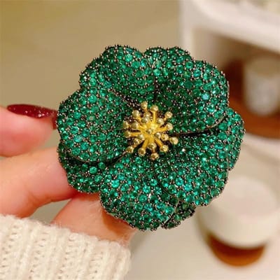 Dames Licht Luxe Design Elegante Ingezette Zirkoon Driedimensionale Roos Broche Modieuze En Veelzijdige Niche Design Broche blue