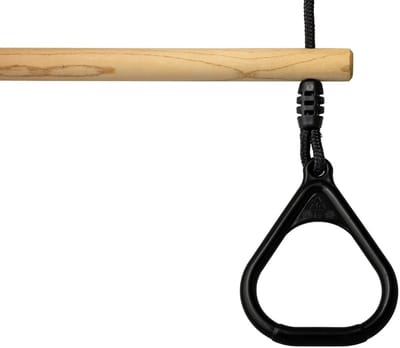 Buitenspeelgoed Keupink - Houten Ringtrapeze met Kunststof Ringen - Zwart - BR Touwen Zwart - Trapeze met driehoeksringen