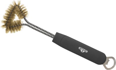 Napoleon 3-Zijdige Grillborstel Met Messing Haren, Compact, Voor Gietijzeren Grillroosters Met Emaille, Reinigt Moeilijk Bereikbare Plekken, Zwart