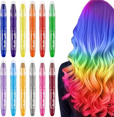 12 Kleuren Haarkrijt - Tijdelijke Haarverf voor Kinderen, Wasbare Kleurmarkers voor Feestjes, Cosplay en Halloween