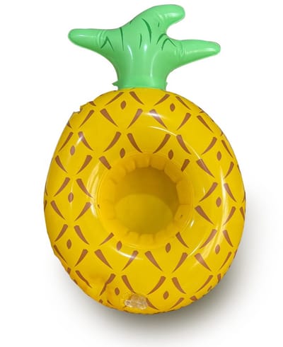 6x Bekerhouder ananas - Pineapple - Drijvende drankjeshouder - Zwembad - Drink holder - Cup float - Opblaasbaar - Bad - 18 cm - Jonyx