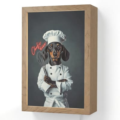 Wandlamp 20x30 cm - Oplaadbaar - Quote - Neon - Hond - Kokskleding - Wandlampen binnen woonkamer - Slaapkamer lamp met kabel - Decoratieve nachtlamp - Vloerlamp snoer