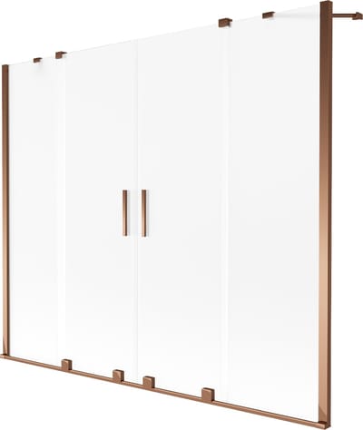Mexen Velar Duo badwand scherm 2-delig schuifbaar 170 x 150 , matglas, roségoud - 896-170-000-32-60