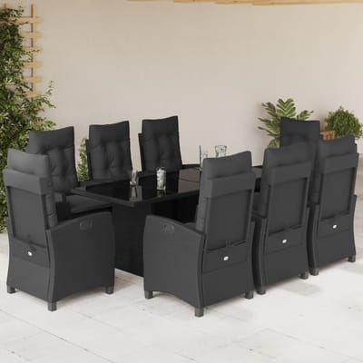 vidaXL - 9-delige - Tuinset - poly - rattan - zwart
