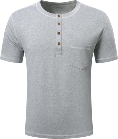 YOUTHUP Heren Casual Tweekleurig Kort T-Shirt - Knoopsluiting - S