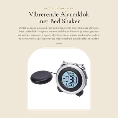 Dailygoods- Wekkerradio met Bed Shaker - Digitale Wekker - LED Display - Compact - Verstelbaar Volume - Sterke Vibraties