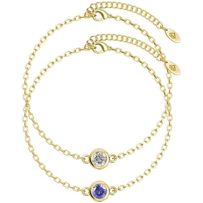 Geboortesteen armbanden - Goud, kristal en paars
