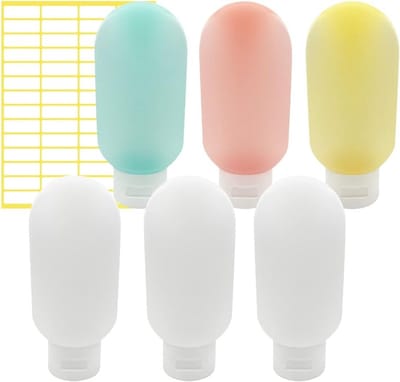 6 Stuks 60ML Reisflesjes voor Toilettas, Make-up en Shampoo, Inclusief 56 Labels voor Organisatie