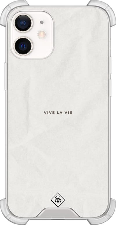 Casimoda® hoesje - Geschikt voor iPhone 12 Mini - Vive La Vie - Shockproof case - Extra sterk - TPU/polycarbonaat - Multi, Transparant