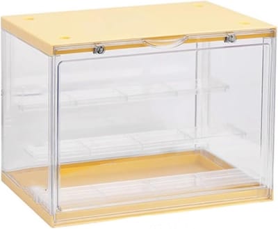 Acryl Vitrinekast - Opbergdoos Display - Verzamelingen Tonen - Magnetische Deur - 3 Lagen - Geel