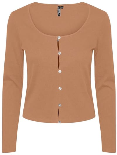 Pieces Abiola T-shirt Met Lange Mouwen Oranje XL Vrouw