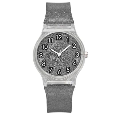 Fako - Kinderhorloge - Shiny Glitter - Plastic - 34mm - Zwart