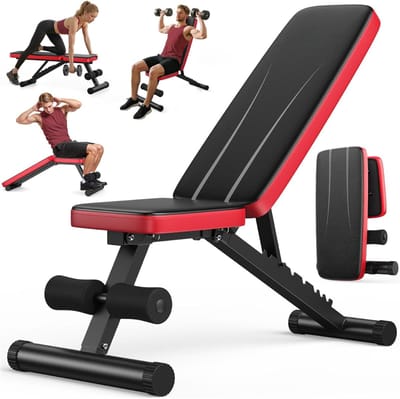 SNJY® Fitnessbank - Halterbank - Trainingsbank - Tot 300KG - Verstelbaar en Inklapbaar - 8 Posities - Zwart