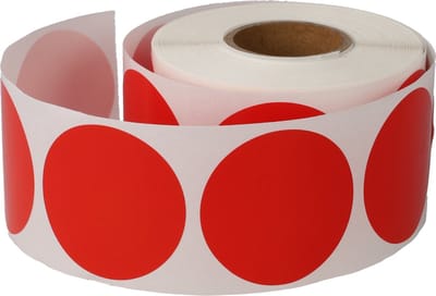 Rol van 500 rode stippen Stickers - Etiketten Rond 25MM - Label/Sluitzegel/Kleurcodes organisatie