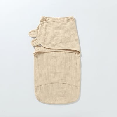 Babywikkeldoek, pasgeboren deken, gemaakt van ademend biologisch katoen, verstelbare extra grote babywikkeldoek (Khaki-S)