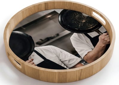 Dienblad rond 40x40 cm - Schootdienblad hout - Koks - Koekenpannen - Keuken - Borrelplank rechthoek - Plateau houten dienbladen