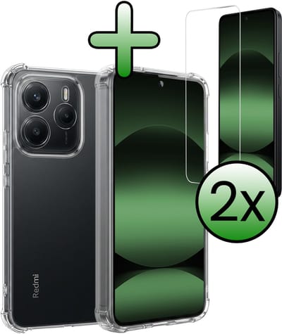 Hoesje Met Screenprotector - 2 Stuks - Geschikt voor Xiaomi Redmi Note 14 5G - Sterk & Shockproof - Siliconen Case - Back Cover - Telefoon Hoes - Shock Proof - Transparant