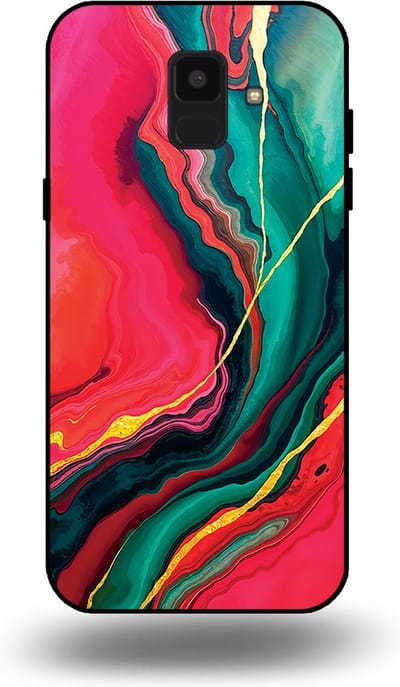 Smartphonica Telefoonhoesje Geschikt voor Samsung Galaxy A6 2018 met Rood Groen Marmer Opdruk - TPU Backcover Case Red Green Marble Design geschikt voor Samsung Galaxy A6 2018